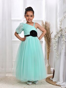 Toy Balloon Kids - Sea Green Full Length Girls Party Wear Gown