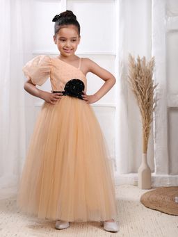 Toy Balloon Kids - Peach Full Length Girls Party Wear Gown