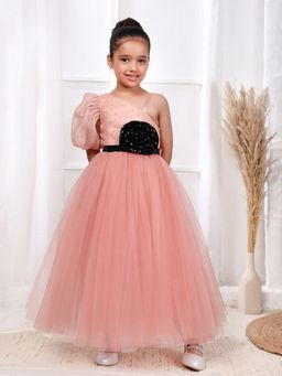 Toy Balloon Kids - Rose Pink Full Length Girls Party Wear Gown