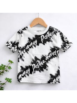 Googo Gaaga - Kids Boys Black and White Tie-Dye Printed Cotton T-Shirt