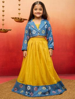 Vastramay - Girls Yellow Lehenga Choli With Jacket