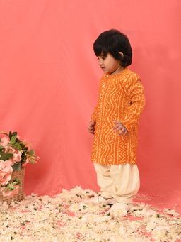 Vastramay - Boys Orange Rayon Kurta With Dhoti