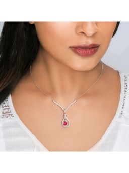 GIVA - Sterling Silver Zircon Shine Ruby Drop Pendant For Women