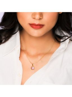 GIVA - Sterling Silver Golden Pink Chalcedony Pendant For Women