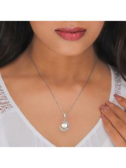 GIVA - Sterling Silver Filigree Pearl Crescent Pendant For Women