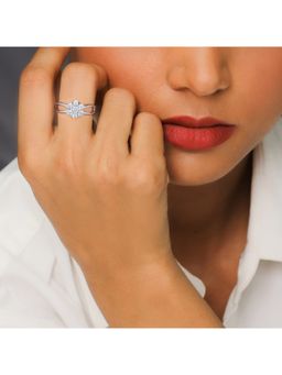 GIVA - Sterling Silver Floral Charmer Ring For Women
