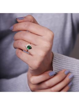 GIVA - Sterling Silver Rose Gold Emerald Green Drop Ring For Women