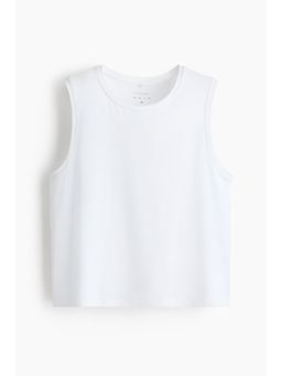 H&M - Women White Boxy-Style Sports Vest Top With Drymove