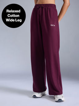 Kica - Studio Ease Comfort Wide Leg Joggers KIC508 Wine