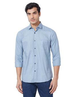 Park Avenue - Men Slim Fit Solid Medium Blue Shirt