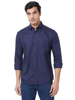Park Avenue - Men Slim Fit Solid Dark Blue Shirt