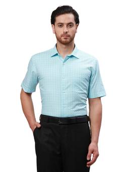 Park Avenue - Men Regular Fit Structure Light Blue Shirt