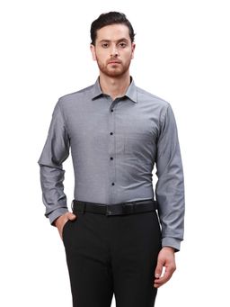 Park Avenue - Men Slim Fit Self Design Black Shirt