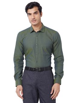 Park Avenue - Men Slim Fit Solid Dark Green Shirt