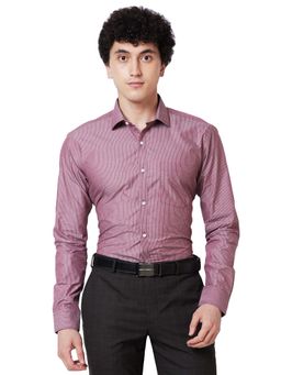 Park Avenue - Men Slim Fit Striped Medium Maroon Shirt
