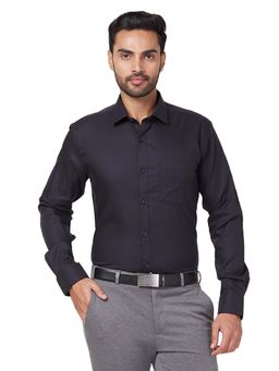 Park Avenue - Men Slim Fit Structure Dark Blue Shirt