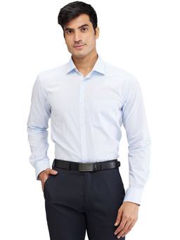 Park Avenue - Men Slim Fit Woven Design Light Blue Shirt