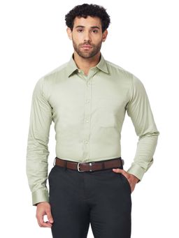 Raymond - Men Slim Fit Solid Medium Green Shirt