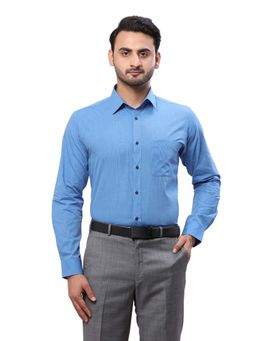 Raymond - Men Slim Fit Solid Dark Blue Shirt