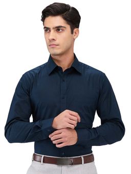 Raymond - Men Slim Fit Solid Dark Blue Shirt