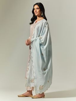 Anantaa by Roohi Trehan - Blue Silk Chanderi Hand Embroidered Dupatta