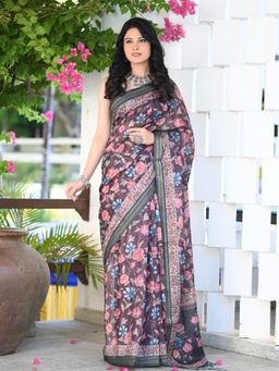 Beatitude - Multi-Color Kalamkari Print Saree with Unstitched Blouse