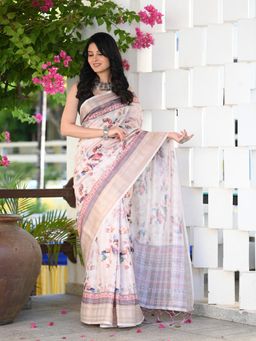 Beatitude - Multi-Color Printed Saree with Unstitched Blouse