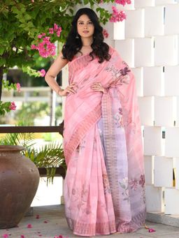 Beatitude - Multi-Color Printed Saree with Unstitched Blouse