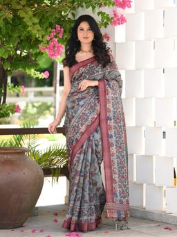 Beatitude - Multi-Color Printed Saree with Unstitched Blouse