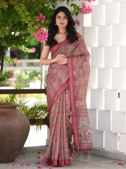 Beatitude - Multi-Color Printed Saree with Unstitched Blouse