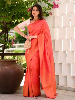 Beatitude - Pink Kanjivaram Saree with Unstitched Blouse
