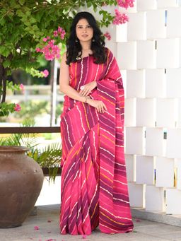Beatitude - Multi-Color Striped Saree with Unstitched Blouse
