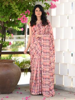 Beatitude - Multi-Color Printed Saree with Unstitched Blouse