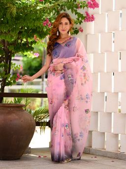 Beatitude - Multi-Color Gota Work Saree with Unstitched Blouse