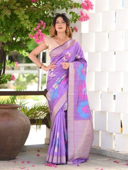 Beatitude - Purple Zari Weaving Banarasi Saree with Unstitched Blouse