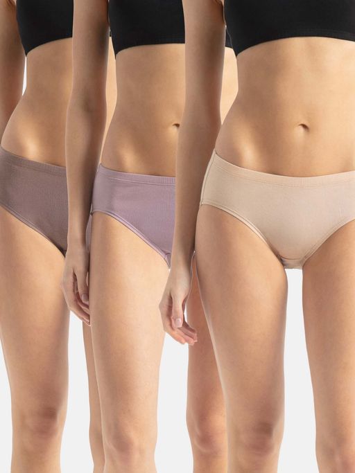 Jockey FE31 Women High Coverage Cotton Elastane Hipster - Assorted Colors (Pack of 3)