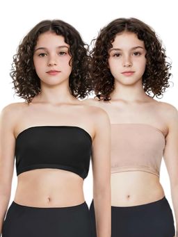 Adira - Multi-Color Solid Cotton Strapless Medium Coverage Tube Bra (Pack of 2)