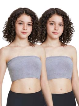 Adira - Grey Solid Cotton Strapless Medium Coverage Tube Bra (Pack of 2)