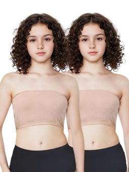 Adira - Beige Solid Cotton Strapless Medium Coverage Tube Bra (Pack of 2)