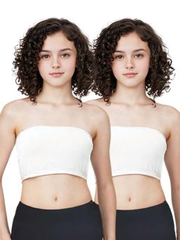 Adira - White Solid Cotton Strapless Medium Coverage Tube Bra (Pack of 2)