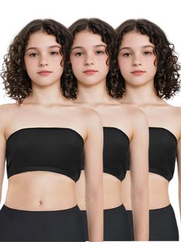 Adira - Black Solid Cotton Strapless Medium Coverage Tube Bra (Pack of 3)