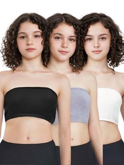 Adira - Multi-Color Solid Cotton Strapless Medium Coverage Tube Bra (Pack of 3)