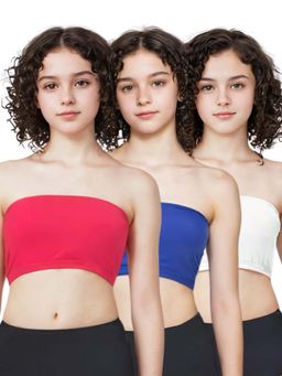Adira - Multi-Color Solid Cotton Strapless Medium Coverage Tube Bra (Pack of 3)