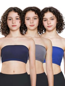 Adira - Multi-Color Solid Cotton Strapless Medium Coverage Tube Bra (Pack of 3)