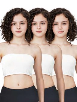 Adira - White Solid Cotton Strapless Medium Coverage Tube Bra (Pack of 3)