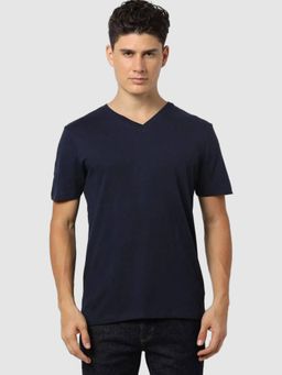 GAP - Men Navy Blue Solid T-Shirt