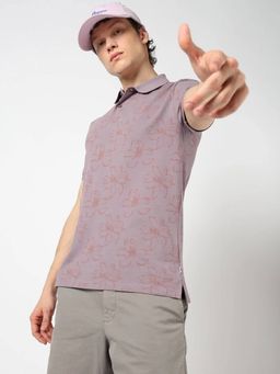 GAP - Men Mauve Floral Polo Neck Tshirt