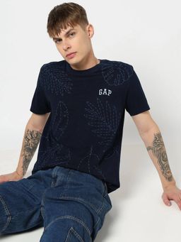 GAP - Men Navy Blue Printed T-Shirt