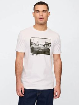 GAP - Men White Graphic T-Shirt