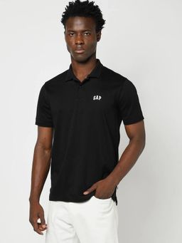 GAP - Men Black Solid Polo T-Shirt